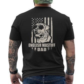English Mastiff Dad Cool Vintage Retro American Flag Mens Back Print T-shirt | Mazezy CA