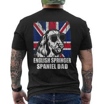 English Springer Spaniel Dad Cool Uk Flag Vintage Retro Men's T-shirt Back Print - Monsterry