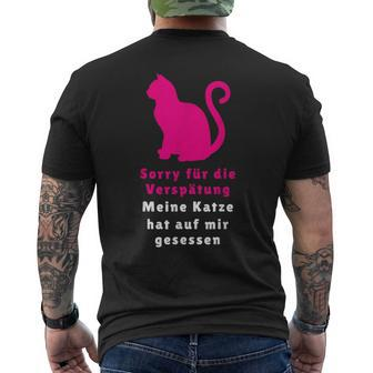 Entschuldigung, Meine Katze Hat auf Mir Gesessen Schwarzes Kurzärmliges Herren-T-Kurzärmliges Herren-T-Shirt, Lustiges Haustier Motiv - Seseable