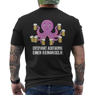 Entspannt Achtarmig Einen Reinorgeln Pocket Bier Party T-Shirt mit Rückendruck - Geschenkecke