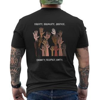 Equity Equality Justice Dignity Respect Unity Mens Back Print T-shirt - Thegiftio UK