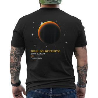 Erie Pennsylvania Pa Total Solar Eclipse April 8 2024 Men's T-shirt Back Print | Mazezy
