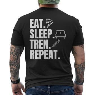 Essen Sleeep Tren Repeat Gym Trenbolon T-Shirt mit Rückendruck - Seseable