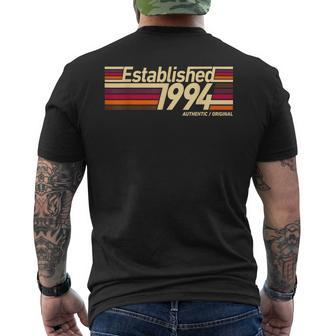 Established 1994 Stripe 30Th Birthday Idea For Men Men's T-shirt Back Print - Thegiftio UK
