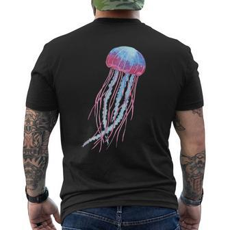 Ethereal Jellyfish Watercolor Trippy Graphic Ar Men's T-shirt Back Print - Monsterry