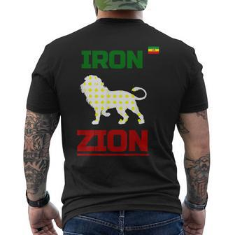 Ethiopian Flag In Heart Iron Lion Zion Rasta Flag Men's T-shirt Back Print - Monsterry DE