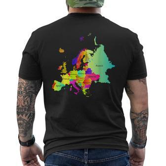 Europe Map With Boundaries And Countries Names Men's T-shirt Back Print - Seseable