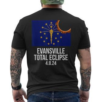 Evansville Indiana Eclipse 2024 Evansville Indiana Flag Men's T-shirt Back Print - Monsterry UK