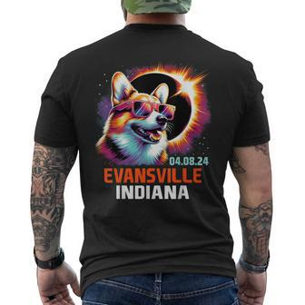 Evansville Indiana Total Solar Eclipse 2024 Corgi Dog Men's T-shirt Back Print - Monsterry UK