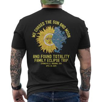Evansville Indiana Total Solar Eclipse 2024 Family Trip Men's T-shirt Back Print - Seseable