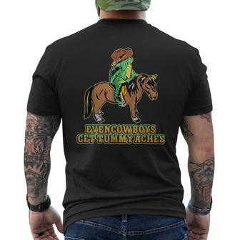 Even Cowboys Get Tummy Aches Frog With Horse Men's T-shirt Back Print - Seseable