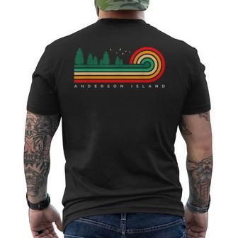 Evergreen Vintage Stripes Anderson Island Washington Men's T-shirt Back Print - Monsterry