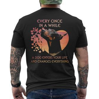 Everyce In A While A Dog Enters Your Life Doberman Men's T-shirt Back Print | Mazezy