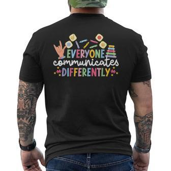 Everyone Communicates Differentely Aba Therapist Aba Therapy Men's T-shirt Back Print - Monsterry CA