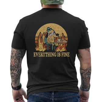 Everything Is Fine Dog Drinking Coffee Burning Meme Mens Back Print T-shirt - Thegiftio UK
