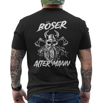 Evil Alter Mann Grandpa Papa Viking Axe T-Shirt mit Rückendruck - Seseable