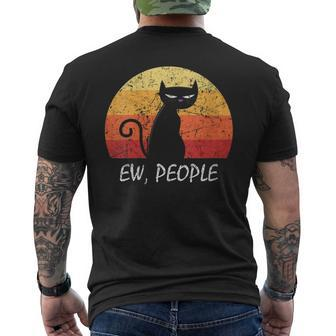 Ew People Black Cat Vintage Anti Social Introvert Cat Men's T-shirt Back Print - Monsterry UK