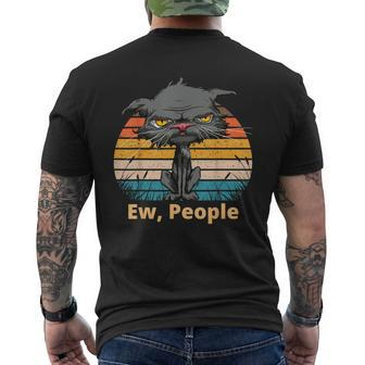 Ew People Bored Cat Yellow Eyes Cat Lovers Retro Men's T-shirt Back Print - Monsterry DE