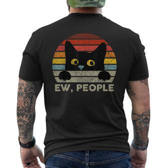 Ew People Vintage Black Cat For Cat Lover Cat Mom Cat Dad Men's T-shirt Back Print - Monsterry CA