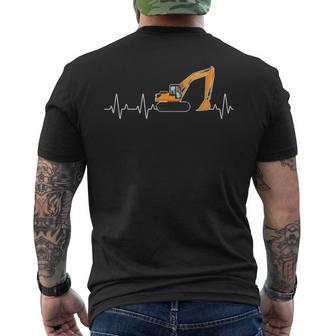 Excavator Heartbeat Construction Site Ecg Excavator T Men's T-shirt Back Print | Mazezy