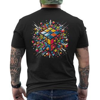 Exploding Cube Speed Cubing Puzzle Master Men's T-shirt Back Print - Seseable