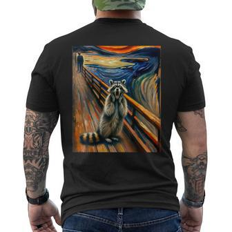Expressionist Scream Raccoon Lovers Artistic Raccoon Men's T-shirt Back Print - Seseable