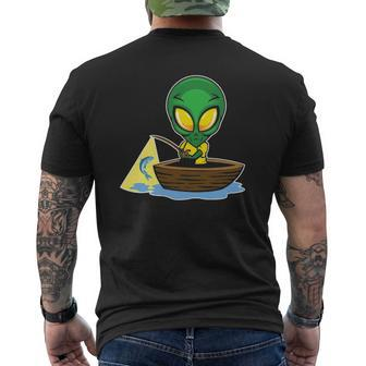 Exterrestrial Ufo Lake Fishermen Sail Fish Fishing Alien Dad Mens Back Print T-shirt | Mazezy