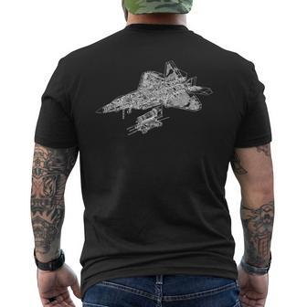 F-22 Raptor Fighter Aircraft Air Force Blueprint Men's T-shirt Back Print - Monsterry AU