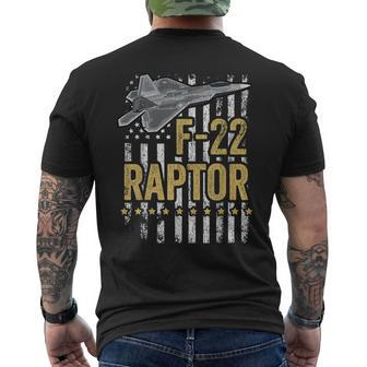 F-22 Raptor Fighter Jet Usa Flag Military F-18 Plane Men's T-shirt Back Print - Monsterry DE