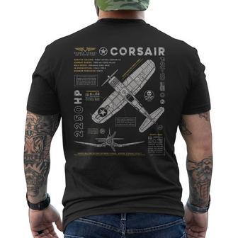 F4u Corsair Ww2 Fighter Plane Us Wwii Warbird Vintage Men's T-shirt Back Print - Monsterry AU
