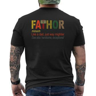 Fa-Thor Like Dad Just Way Mightier Hero Mens Back Print T-shirt | Mazezy