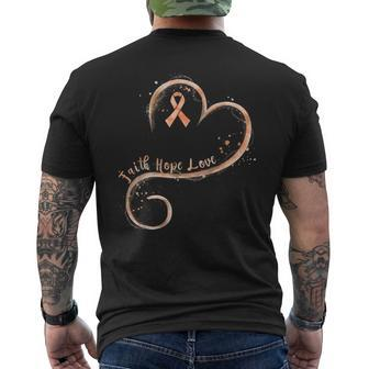 Faith Hope Love Peach Ribbon Endometrial Cancer Awareness Men's T-shirt Back Print - Monsterry