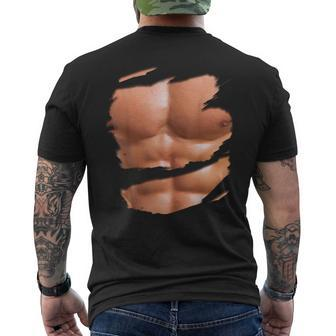 Fake Muscle Under Clothes Chest Six Pack Abs Men's T-shirt Back Print - Thegiftio UK