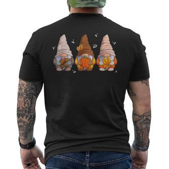 Fall Gnomes Thanksgiving Gnomes With Pumpkin Autumn Leaves Mens Back Print T-shirt - Thegiftio