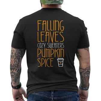 Falling Leaves Cozy Sweaters Pumpkin Spice Men's T-shirt Back Print - Monsterry CA