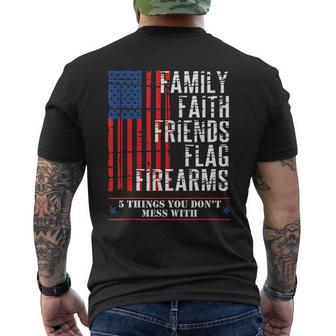 Family Faith Friends Flag American Flags Mens Back Print T-shirt - Seseable