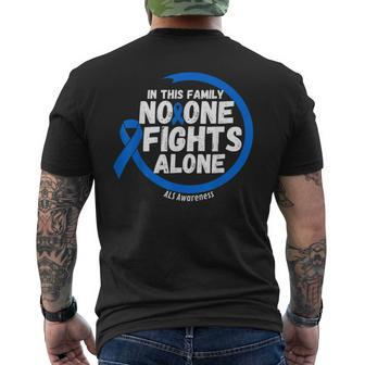 In This Family No-One Fight Alone Als Awareness Month Ribbon Men's T-shirt Back Print - Seseable