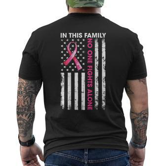 In This Family No One Fight Alone Breast Cancer On Back Men's T-shirt Back Print - Monsterry AU