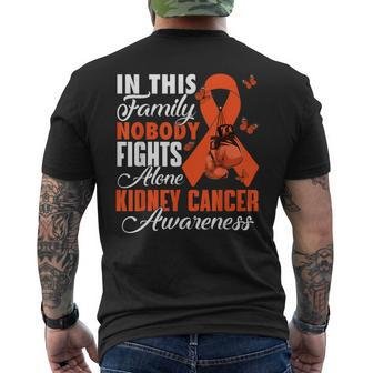 In This Family Nobody Fights Alone Kidney Cancer Awareness Men's T-shirt Back Print - Seseable