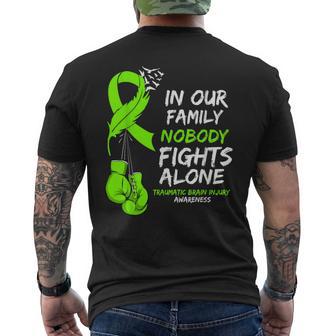 In Our Family Nobody Fights Alone Traumatic Brain Injury Men's T-shirt Back Print - Monsterry