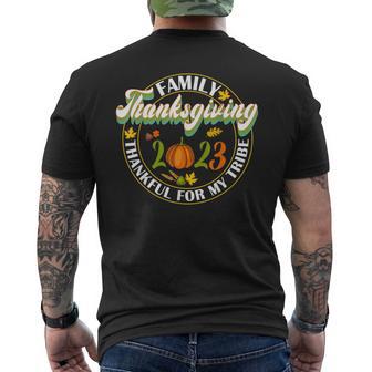 Family Thanksgiving 2023 Thankful For My Tribe Group Autumn Men's T-shirt Back Print - Monsterry