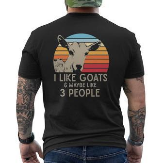 Farm Animal I Like Goats And Maybe Like 3 People Retro Goat Mens Back Print T-shirt - Thegiftio UK