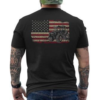 Farm Tractors America Flag I Patriotic Farming Pullover Men's T-shirt Back Print | Mazezy