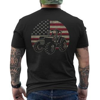 Farm Tractors Usa Flag Patriotic Farming 4Th Of July Farmer Men's T-shirt Back Print | Mazezy