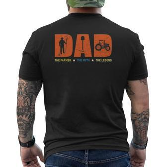 Farmer Dad The Myth The Legend Farming Mens Back Print T-shirt | Mazezy