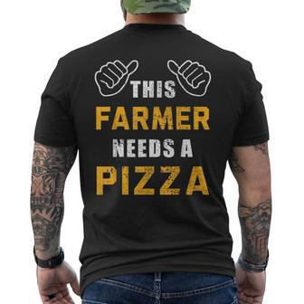 Farmer Needs Pizza Italian Food Lover Farm Farming Men's T-shirt Back Print - Monsterry AU