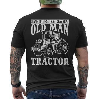 Farming Never Underestimate An Old Man With A Tractor Owners Men's T-shirt Back Print - Monsterry UK
