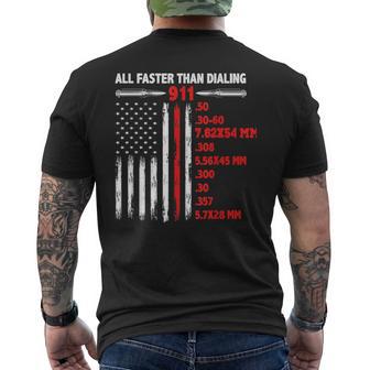 All Faster Than Dialing 911 American Flag Gun Lover Usa Flag Men's T-shirt Back Print - Monsterry UK