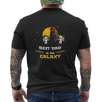 Father And 2 Daughters Best Dad In The Galaxy Fathers Day Mens Back Print T-shirt - Thegiftio UK