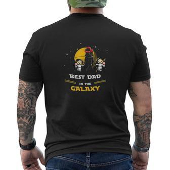 Father And 2 Daughters Best Dad In The Galaxy Mens Back Print T-shirt - Thegiftio UK